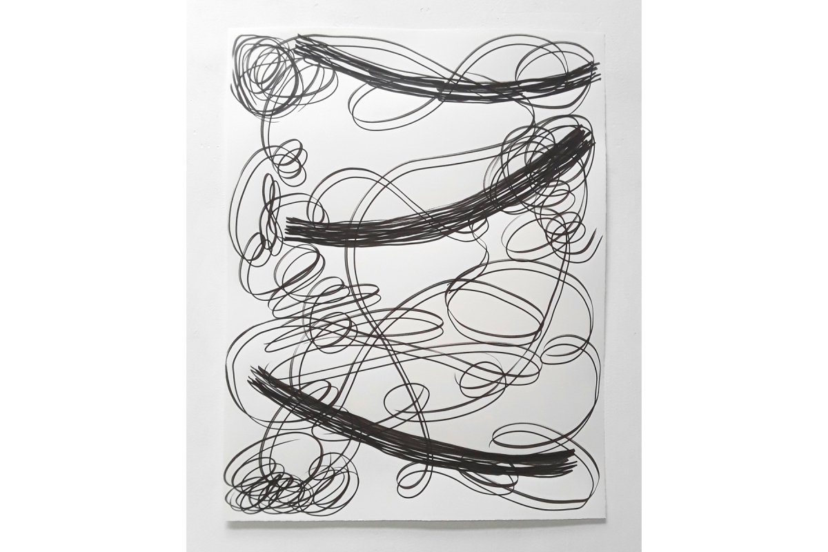 Das Lachen der MalereiUlrich Wellmann, 2023, Filzstift, Papier, 73 x 56,5 cm