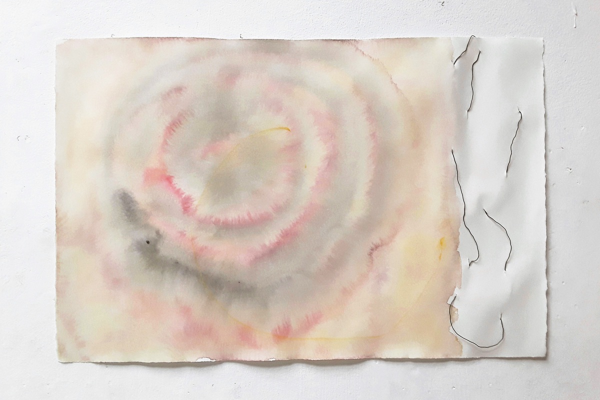Ulrich Wellmann, 2019, Draht, Wasserfarbe, Papier, 37,4 x 56,9 cm