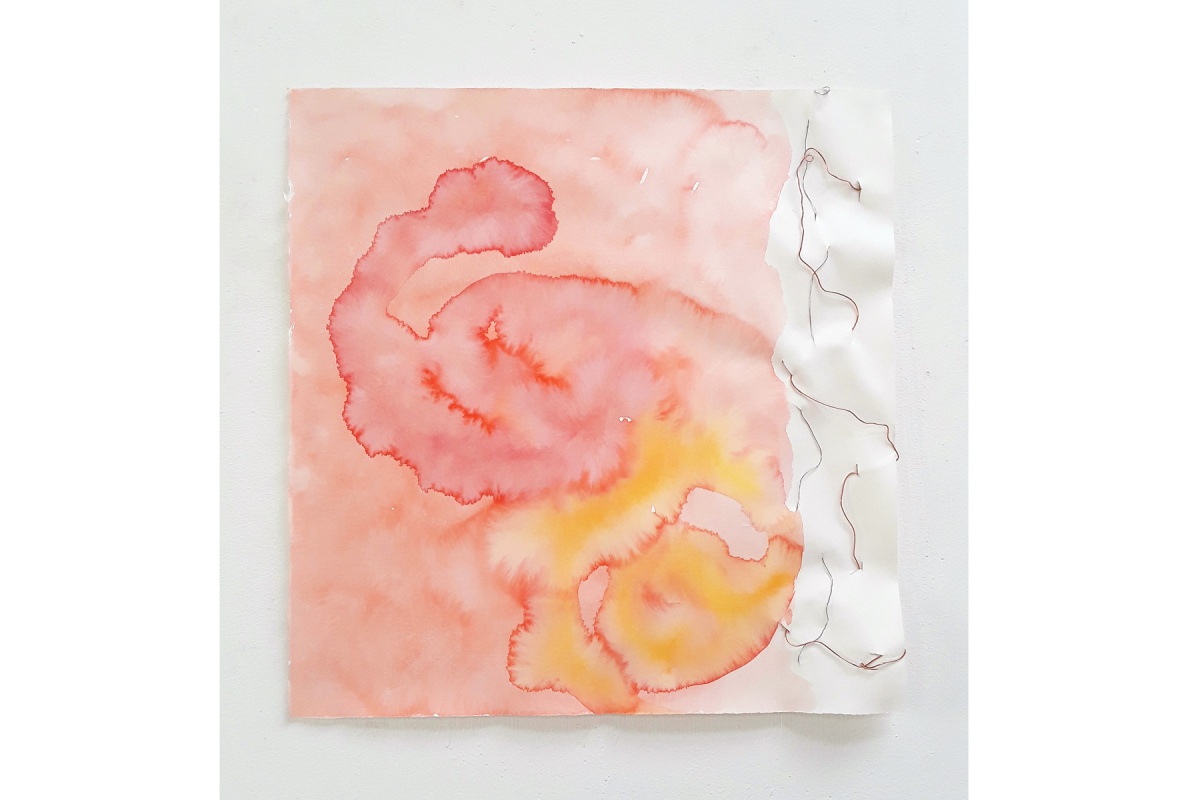Ulrich Wellmann, 2019, Draht, Wasserfarbe, Papier, 53,7 x 51,8 cm